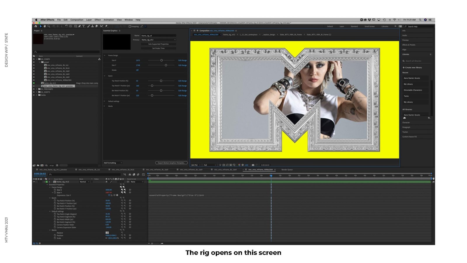 MTV VMA rig guide: The rig opens on this screen, ready to use.